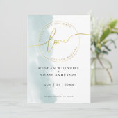 Datum freihalten | Aquamarine grüne Farbe Einladung (Stehend Vorderseite)