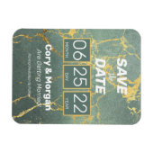 Datum freihalten | Aquamariner und goldener Marmor Magnet (Horizontal)