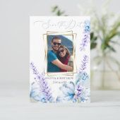 Datum freihalten | Aquarelllavender - Dusty Blue Einladung (Stehend Vorderseite)