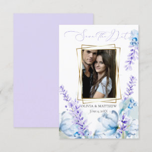 Datum freihalten   Aquarelllavender - Dusty Blue Einladung