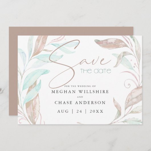 Datum freihalten | Blätter von Pastel Coral Aqua (Vorne/Hinten)