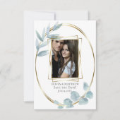 Datum freihalten | Dusty Blue Watercolor Eucalyptu Einladung (Vorderseite)