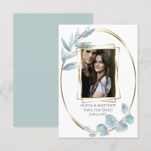 Datum freihalten   Dusty Blue Watercolor Eucalyptu Einladung