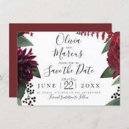 Datum freihalten | Elegant Burgundy Marsala Floral Einladung