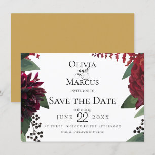 Datum freihalten Elegant Burgundy Marsala Floral Einladung