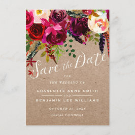 Datum freihalten | Elegant Floral Rustic Boho Wedd Save The Date