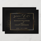 Datum freihalten | Eleganter Schwarz-Gold-Glitzer (Vorne/Hinten)