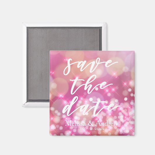 Datum freihalten | Glamour Pink Glitzern Magnet (Vorderseite/Rückseite)