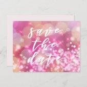 Datum freihalten | Glamour Pink Glitzern Postcard Ankündigungspostkarte (Vorne/Hinten)