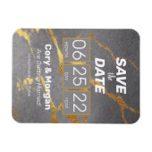 Datum freihalten | Gray & Gold Marmor Look Magnet (Horizontal)