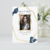 Datum freihalten | Modernes Deep Indigo Blue und G Einladung (Stehend Vorderseite)