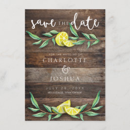 Datum freihalten | Rustic Wood Lemon Wedding Card Save The Date