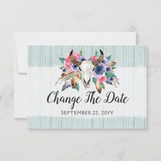 Datum geändert Rustikale Boho-Hochzeit auf einen s Save The Date (Vorderseite)
