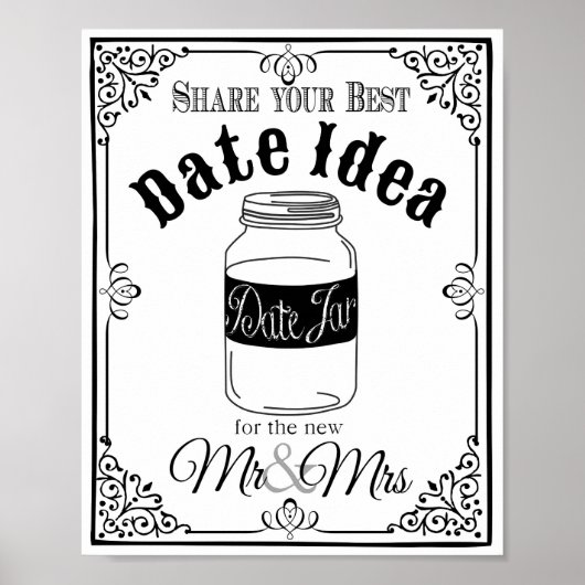 Datum Glas Hochzeitsschild Hochzeit oder Party-Sch Poster (Vorne)