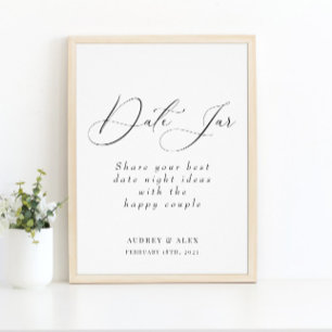 Datum Glas Modern Schwarzes Hochzeitsdusche Aktivi Poster