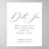 Datum Jar Modern Black Brautparty Activity Sign Poster (Vorne)