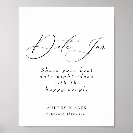 Datum Jar Modern Black Brautparty Activity Sign Poster (Vorne)