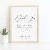 Datum Jar Modern Black Brautparty Activity Sign Poster