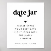 Datum Jar Retro Script Minimal Brautparty Signieru Poster (Vorne)