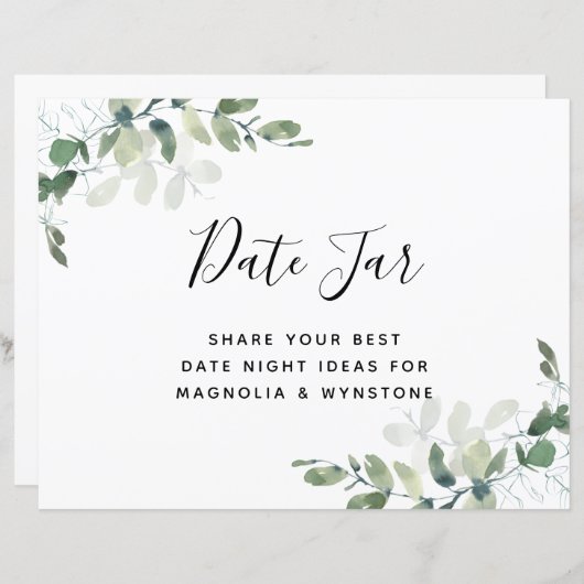 Datum Jar-Zeichen - Eukalyptus-Brautparty (Vorne/Hinten)