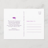 Datum lila Abschluss Foto fett formatiert Typograf Einladungspostkarte (Rückseite)