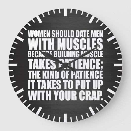 Datum Männer mit Muskeln - Funny Bodybuilding Große Wanduhr (Vorderseite)