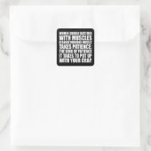 Datum Männer mit Muskeln - Funny Bodybuilding Quadratischer Aufkleber (Tasche)