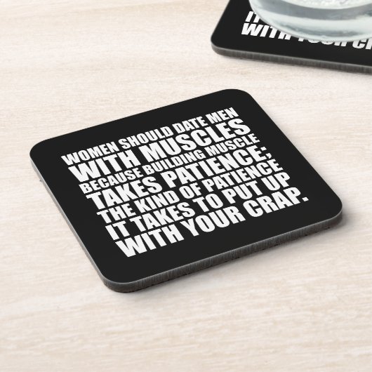 Datum Männer mit Muskeln - Funny Bodybuilding Untersetzer (Linke Seite)