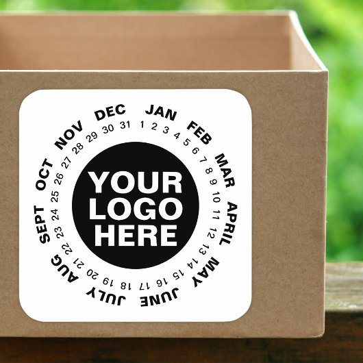 Datum markieren - Logokalender-Aufkleber weiß Quadratischer Aufkleber