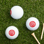 DATUM MERKEN Pinkes Herz MONOGRAMM Rotes Hintergru Golfball (Insitu Gras)