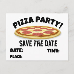 DATUM MERKEN PIZZA PARTY INDIVIDUELLE EINLADUNGEN