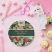 Datum/Name "Berry in Liebe" Blume und Erdbeeren Pappteller (Party)