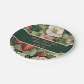 Datum/Name "Berry in Liebe" Blume und Erdbeeren Pappteller (Schrägansicht)