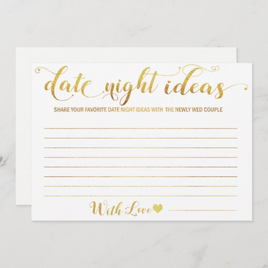 Datum Night Cards für Bride Groom-Brautparty Einladung (Vorne/Hinten)
