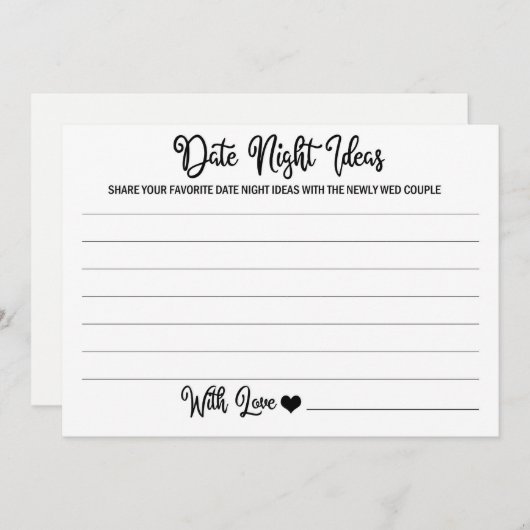 Datum Night Cards für Bride Groom-Brautparty Einladung (Vorne/Hinten)
