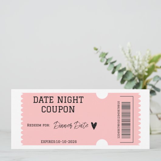 Datum Night Coupon (Stehend Vorderseite)