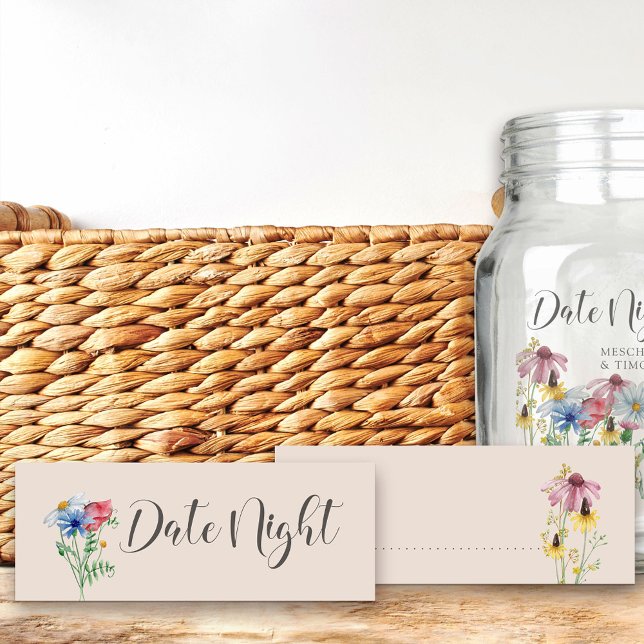 Datum Night Idea Wildflower Charm Botanical Card (Date Night cards for guests to fill in for your bridal shower - from my Wildflower Charm collection)