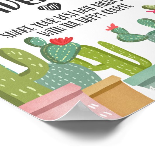 Datum Night Ideas Couple Cactus Fiesta Table Sign Poster (Ecke)