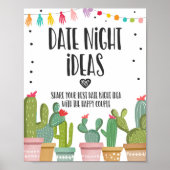 Datum Night Ideas Couple Cactus Fiesta Table Sign Poster (Vorne)