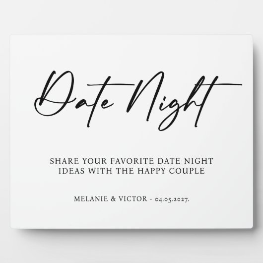 Datum Night Wedding Sign Fotoplatte (Vorderseite)