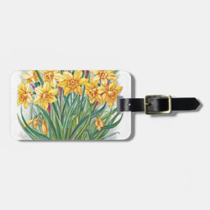 Datum RSVP Blumen Osterglocke gelb vintage Gepäckanhänger