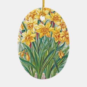 Datum RSVP Blumen Osterglocke gelb vintage Keramik Ornament