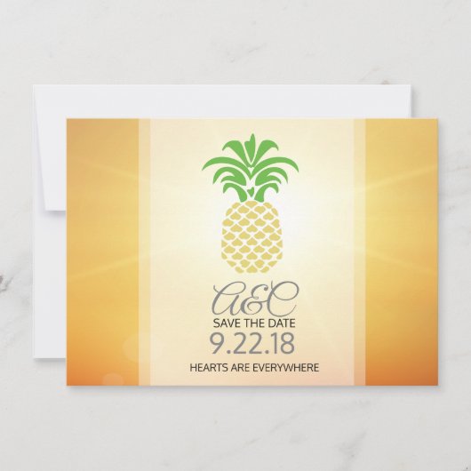 Datum sichern Ananas-Herzen Save The Date (Vorderseite)