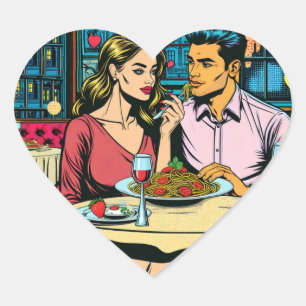 Datum   Spaghettis Abendessen Herz-Aufkleber