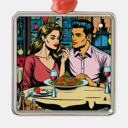 Datum | Spaghettis Abendessen Ornament Aus Metall (Vorne)