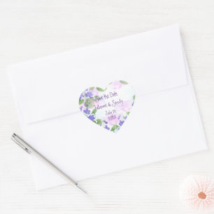 Datum speichern Anpassung Violette Blume Herz-Aufkleber