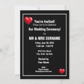 Datum Speichern Farbige Hochzeit Rotes Herz Einladung (Rückseite)
