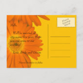 Datum speichern, Gerbera Ankündigungspostkarte (Rückseite)