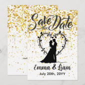Datum Speichern Gold Glitter Save The Date (Vorne/Hinten)