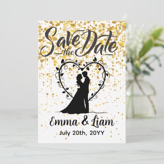 Datum Speichern Gold Glitter Save The Date (Stehend Vorderseite)